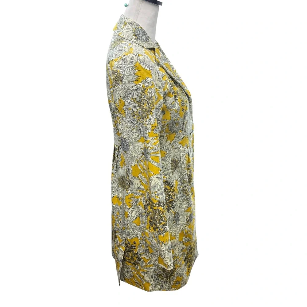 Liberty of‎ London Target Sunflower Print Pea Coat Jacket Women XS Yellow Long - Picture 6 of 10